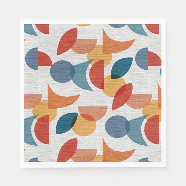 Bright Geometric Retro Abstract Midcentury Modern Napkin (Front)