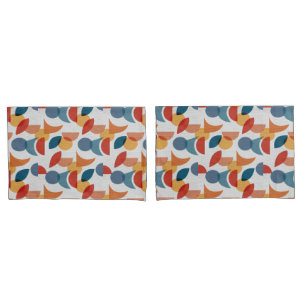 Bright Geometric Retro Abstract Midcentury Modern Pillowcase