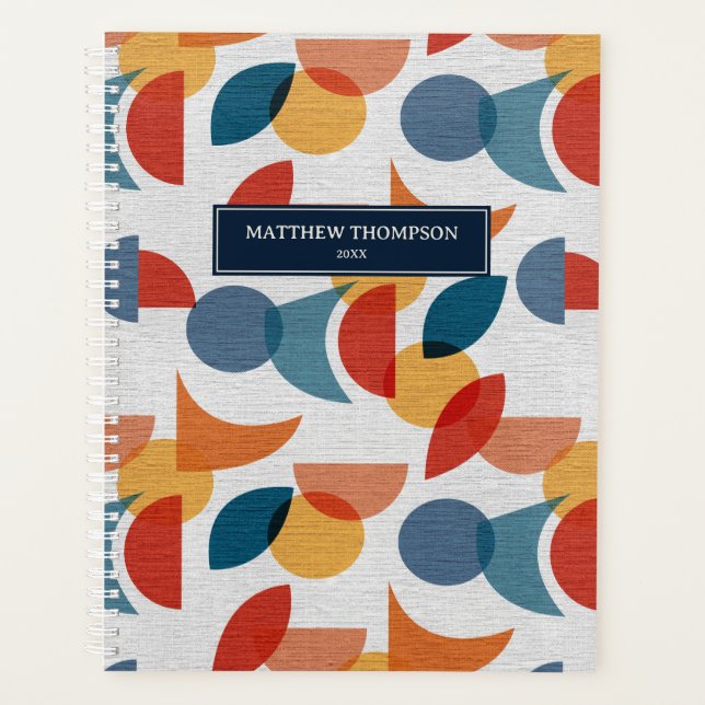 Bright Geometric Retro Abstract Midcentury Modern Planner (Front)