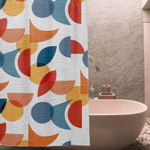 Bright Geometric Retro Abstract Midcentury Modern Shower Curtain