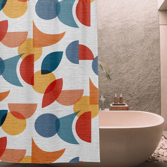 Bright Geometric Retro Abstract Midcentury Modern Shower Curtain (Bright Geometric Retro Abstract Midcentury Modern Shower Curtain)
