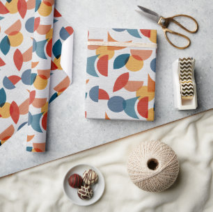 Bright Geometric Retro Abstract Midcentury Modern Wrapping Paper