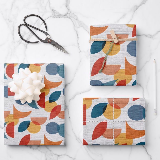 Bright Geometric Retro Abstract Midcentury Modern Wrapping Paper Sheet (Front)