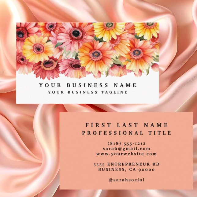 Bright Gerbera Daisies Flowers Business Cards (Creator Uploaded)