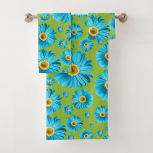 Bright Gerbera Daisy Pattern Bath Towel Set