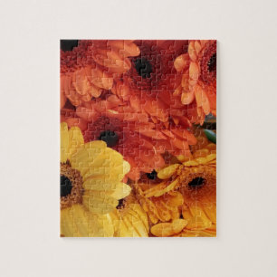 Bright Gerbera Flowers, Orange Yellow, Flora Jigsaw Puzzle