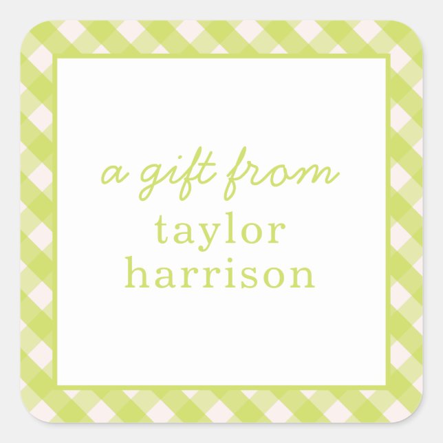 Bright Gingham Personalised Gift Stickers (Front)
