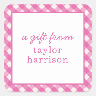 Bright Gingham Personalised Gift Stickers