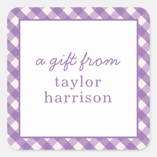 Bright Gingham Personalised Gift Stickers (Front)