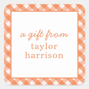 Bright Gingham Personalised Gift Stickers