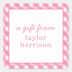 Bright Gingham Personalised Gift Stickers