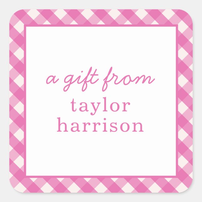 Bright Gingham Personalised Gift Stickers (Front)