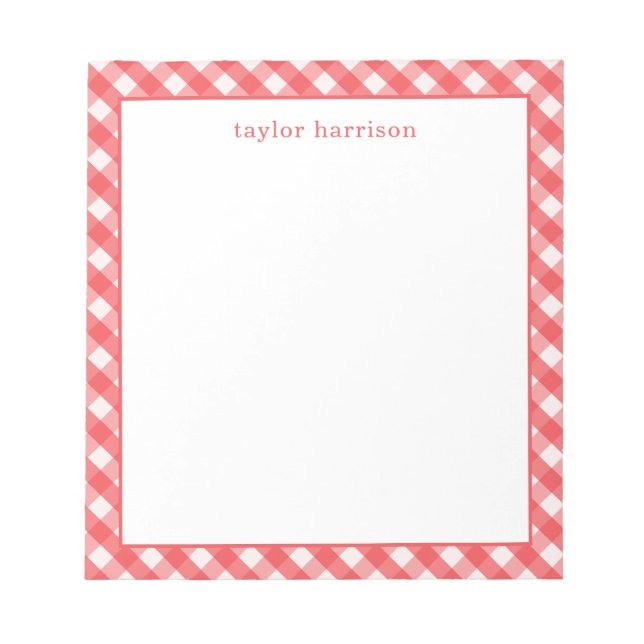 Bright Gingham Personalised Notepad (Front)