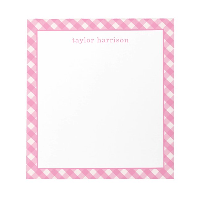 Bright Gingham Personalised Notepad (Front)
