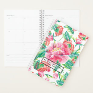 Bright Girly Pink Flowers Pattern Planner