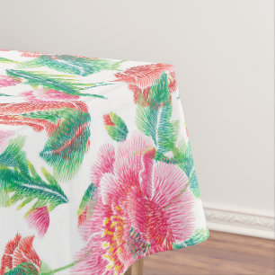 Bright Girly Pink Flowers Pattern Tablecloth