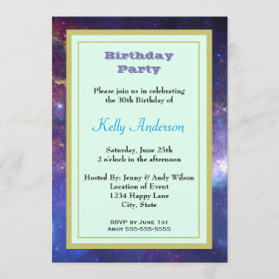 Bright Glowing Galaxy in Outer Space Invitation