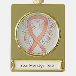 Bright Gold Awareness Ribbon Angel Art Ornament
