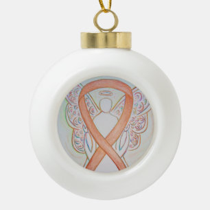 Bright Gold Awareness Ribbon Angel Ornaments
