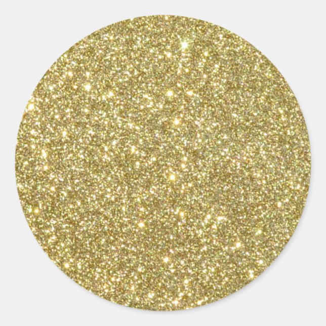 Bright Gold Glitter Sparkles Classic Round Sticker (Front)