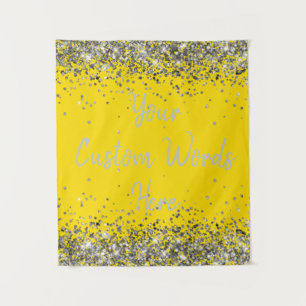 Bright Gold Silver Birthday Party Photo Booth Prop Tapestry