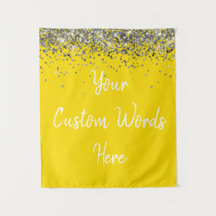 Bright Gold Silver Birthday Party Photo Booth Prop Tapestry