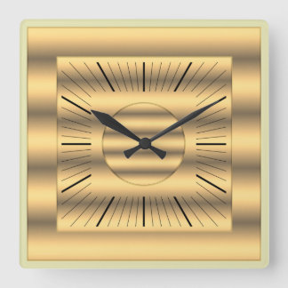 bright gold square wall clock