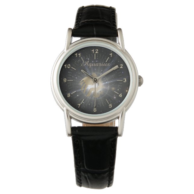 Bright golden Aquarius Watch (Front)
