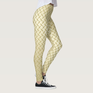 Bright Golden Diamond Plate Pattern Leggings