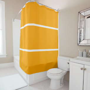 Bright Golden Orange Yellow White Wide Stripes Shower Curtain