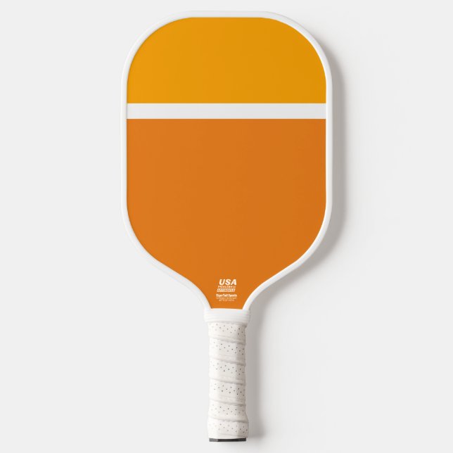 Bright Golden Yellow White Orange Colour Block Pickleball Paddle (Front)