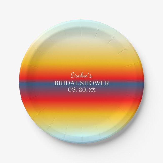 Bright Gradient Colour Bridal Shower Paper Plate (Front)
