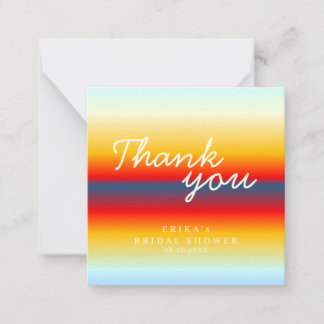 Bright Gradient Colour Bridal Shower Thank You Car Card
