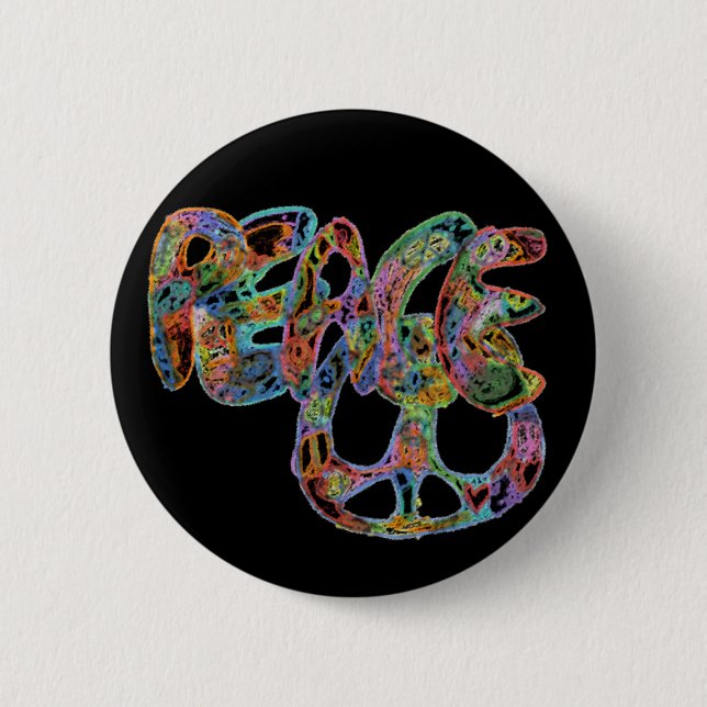 Bright Graffiti Design Peace Button (Front)