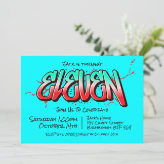 Bright Graffiti Eleven Invitation