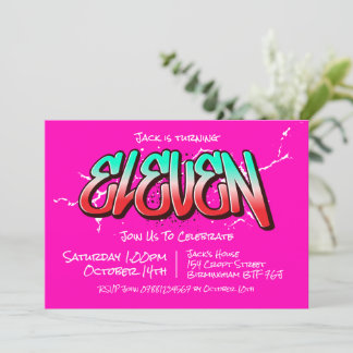 Bright Graffiti Eleven Invitation