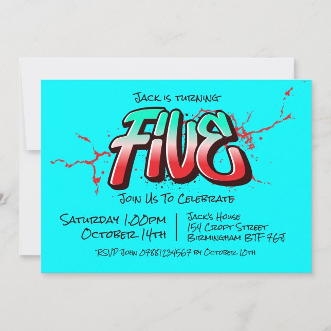 Bright Graffiti Five Invitation (Front)