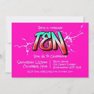 Bright Graffiti Ten Invitation