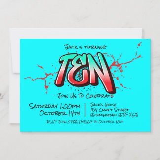 Bright Graffiti Ten Invitation