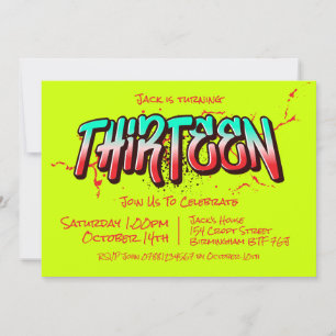 Bright Graffiti Thirteen Invitation