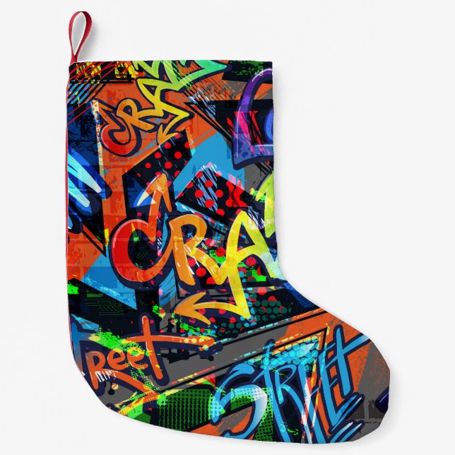 Bright graffiti, urban graphic design. small christmas stocking (Front)