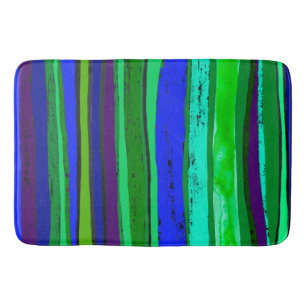 bright green and blue stripes bath mat