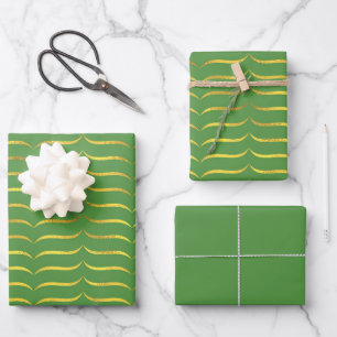 Bright Green  and Gold   Wrapping Paper Sheet