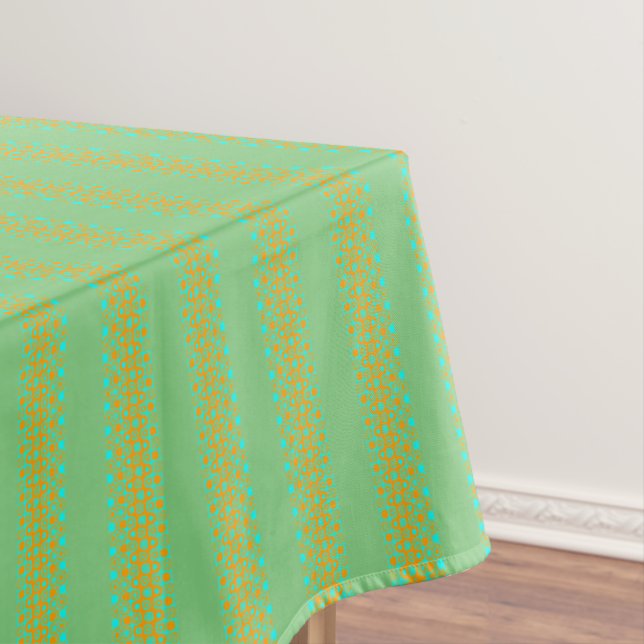 Bright Green and Orange Pattern Tablecloth (In Situ)
