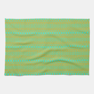 Bright Green and Orange Pattern  Tea Towel
