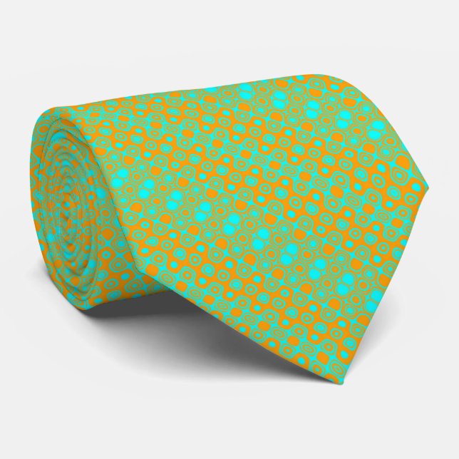 Bright Green and Orange Pattern Tie (Rolled)