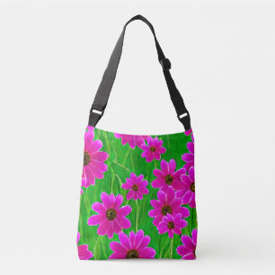 Bright Green and Pink Flower Pattern  Crossbody Bag