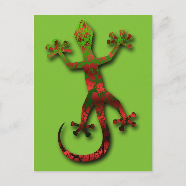 Bright Green and Red Orange Gecko Postcard (Front)