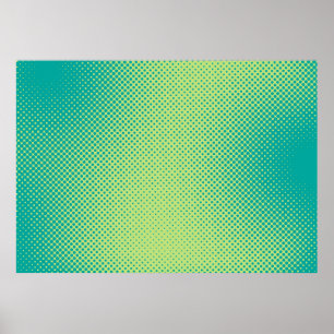 Bright green and turquoise pop art retro backgroun poster