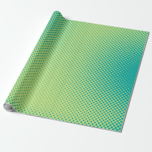 Bright green and turquoise pop art retro backgroun wrapping paper